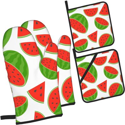 4-Piece Watermelon Oven Mitt and Pot Holder Set