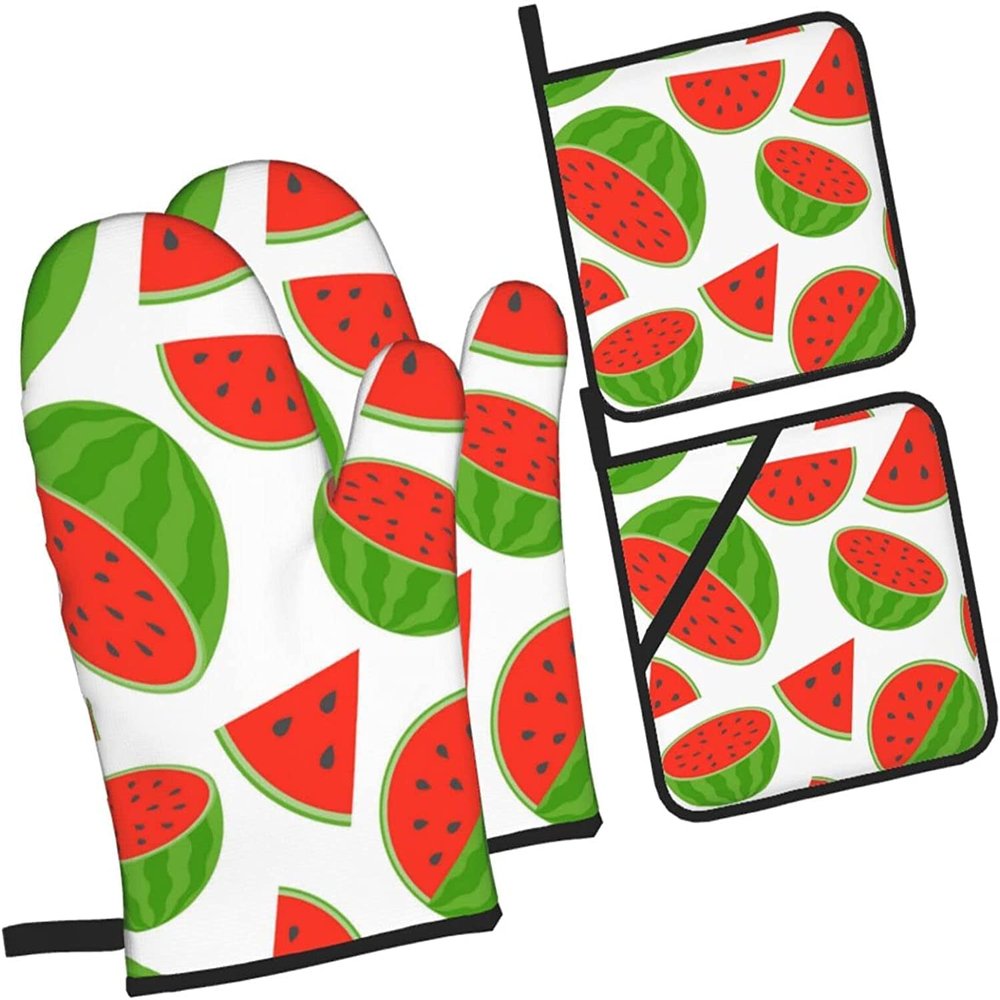 4-Piece Watermelon Oven Mitt and Pot Holder Set