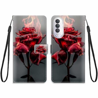 KARTXITAI Wallet Flip Case Compatible with Honor X20 SE, Red Roses and Fire