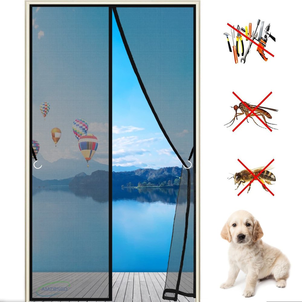 Adjustable Telescopic Insect Screen Curtain, 265 x 280 cm, Anthracite