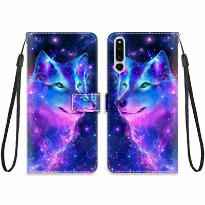KARTXITAI Case Compatible with Honor Magic 2, PU Leather Wallet Flip Case with Card Slots, Stand, Magnetic Closure, Wolf Pattern, Multicolor