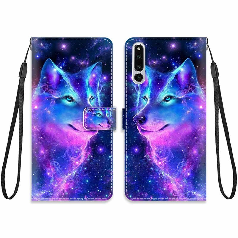 KARTXITAI Case Compatible with Honor Magic 2, PU Leather Wallet Flip Case with Card Slots, Stand, Magnetic Closure, Wolf Pattern, Multicolor
