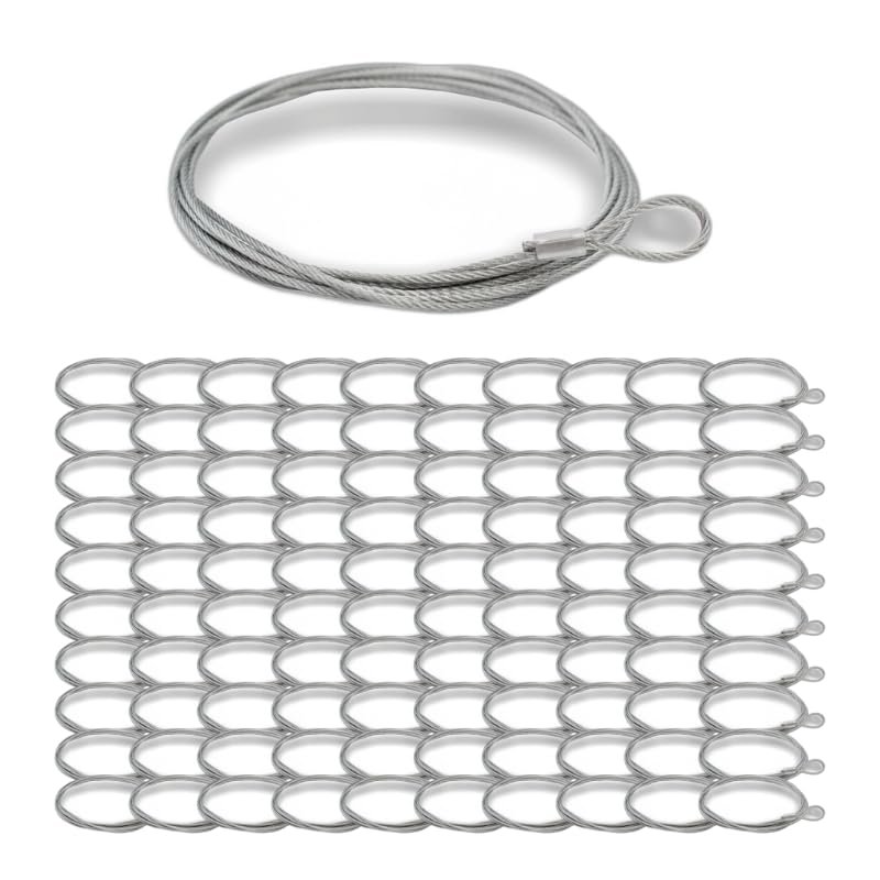 Wire Rope 1.5 mm, 7x7, Single Loop, Galvanized Steel, 2000 mm, 100-Pack