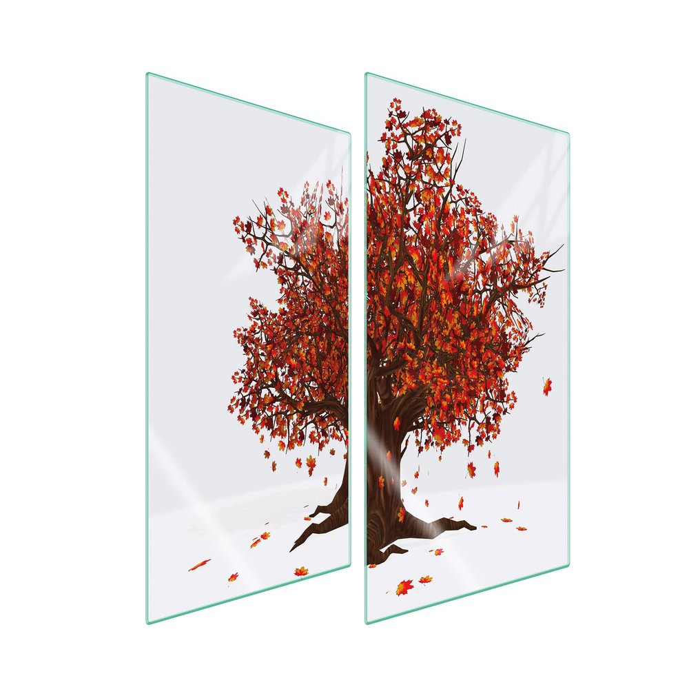 DarHaus 2-Piece Glass Stove Cover Set, 35 x 52 cm, Leaf Design