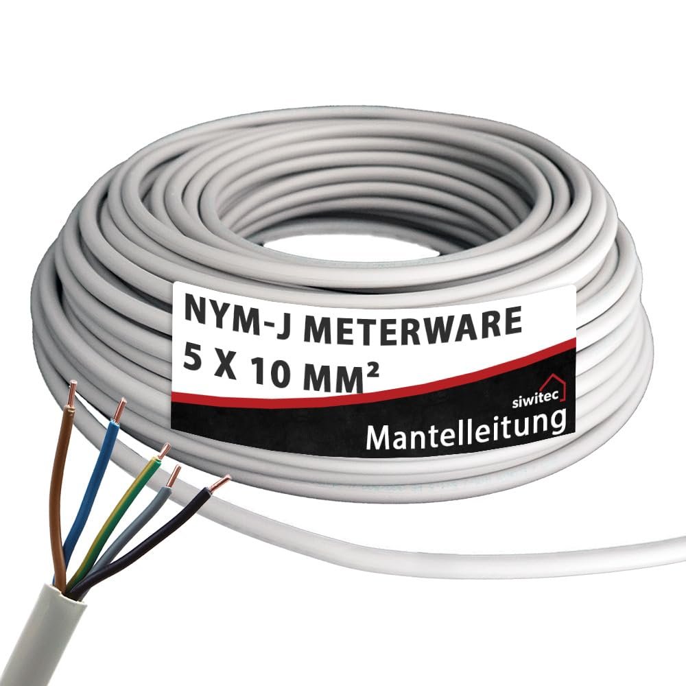 siwitec NYM-J 5x10 mm² Cable, Gray, 78 m Cut Length