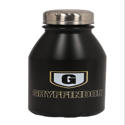 HARRY POTTER Metal Insulated Water Bottle, Double-Wall Insulation, Lightweight, 500 ml, 6 x 24 cm, Black