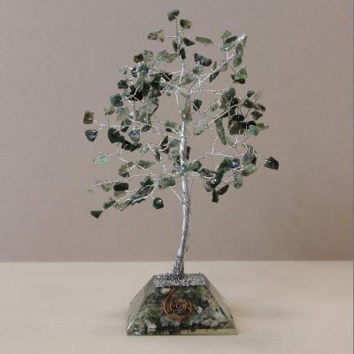 Gemstone Tree with Orgonite Base - 160 Stones - Moss Agate