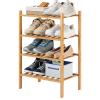 Furshus Small Bamboo Shoe Rack for Entryway, Stackable, Freestanding, 4-Tier, Natural view 1