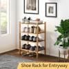Furshus Small Bamboo Shoe Rack for Entryway, Stackable, Freestanding, 4-Tier, Natural view 3