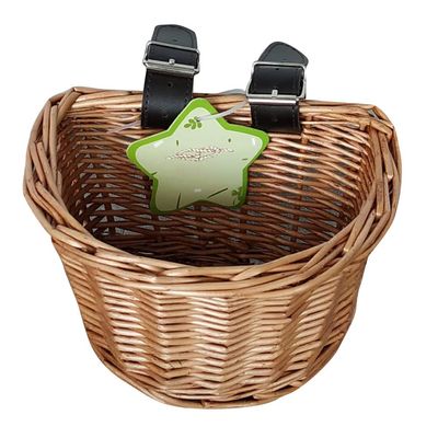 Front Wicker Basket for Bicycles, Handmade Woven Rattan Basket for Children