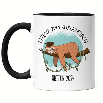 Hey!Print 2024 High School Graduation “License to Be a Know-It-All” Black Sloth Mug