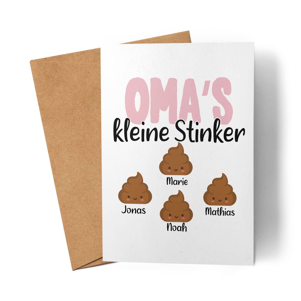 Kiddle-Design Grandma's Little Stinkers Funny Personalized Card with Name, 4 Stinkers
