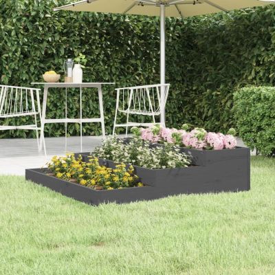 SHUJING Wooden Planter Box, Gray, Solid Pine, 107 x 107 x 27 cm
