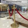 Gold Stainless Steel Crowd Control Stanchion Set with 5 ft/1.5 m Velvet Rope, 3-Piece Set, Black Rope view 2