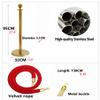 Gold Stainless Steel Crowd Control Stanchion Set with 5 ft/1.5 m Velvet Rope, 3-Piece Set, Black Rope view 3