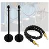 Crowd Control Stanchion Set, 3-Piece Polyester Rope Queue Barrier, Easy Assembly view 1