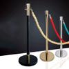 Crowd Control Stanchion Set of 3 with Velvet Rope for Hotels, Malls, Exhibitions & Weddings (Silver Poles, Pink Rope) view 2