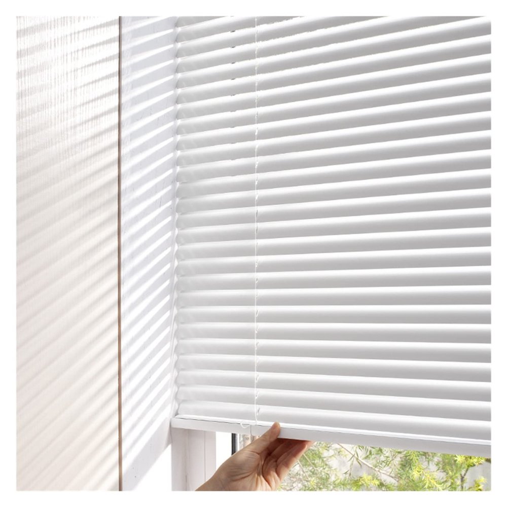 Cordless White Aluminum Blinds, 80–180 cm Wide, Waterproof Blackout Blinds for Bedroom/Kitchen/Bathroom, 150 x 180 cm