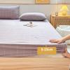 FCLDESHOP Pure Cotton Fitted Sheet for Box Spring Beds, Blue Checkered, 150 x 200 cm view 3