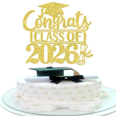 Xsstarmi Class of 2023 Graduation Cake Topper, Glitter Gold