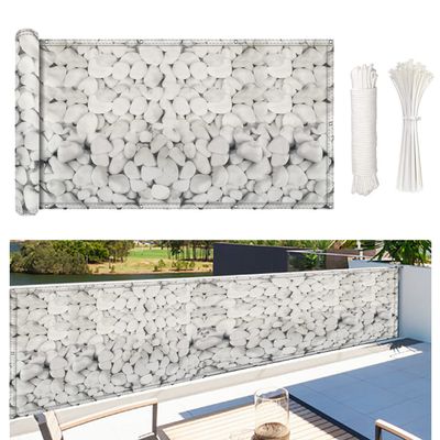 NKADNB Balcony Privacy Screen 60 x 800 cm, Opaque, Windproof, UV-Resistant, Reinforced, for Railings, Patios & Gardens, Stone