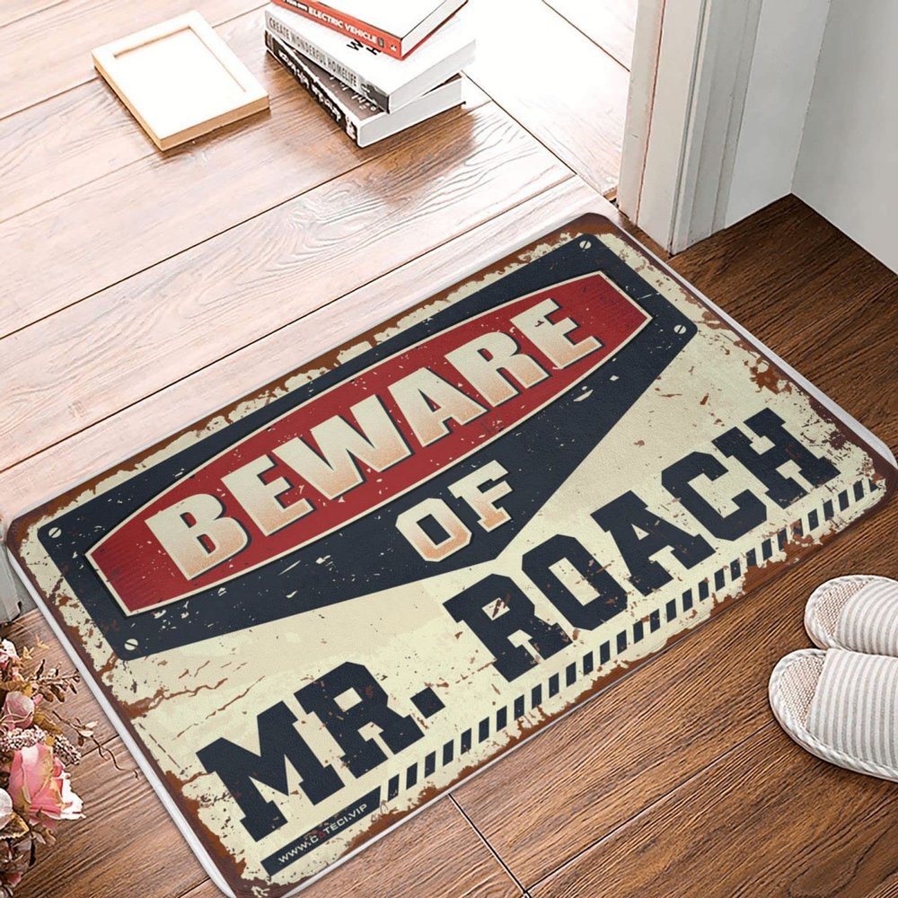 Dsoluuing Welcome Mat, Outdoor Doormat, Beware of Mr. Roach, 40 x 60 cm