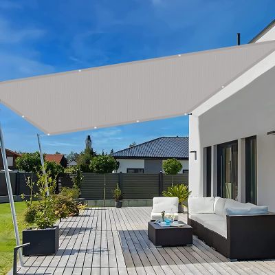 Rectangular Shade Sail 6 x 8 m, UV Protection, with Tension Ropes and Mounting Kit, Light Gray