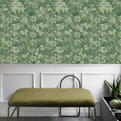 Green Leaf Self-Adhesive Furniture Sticker Roll, 40 x 300 cm