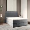 TRADA RONDA Box Spring Bed 160 x 200 cm with Storage Compartments and Topper, Gray view 1