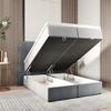 TRADA RONDA Box Spring Bed 160 x 200 cm with Storage Compartments and Topper, Gray view 2