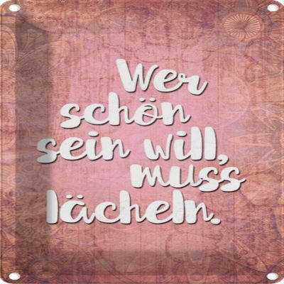vianmo Metal Sign 30 x 20 cm "If You Want to Be Beautiful, You Have to Smile" Quote Decor Gift