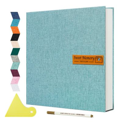 Spbapr Large Self-Adhesive Magnetic Photo Album, for 10 × 15 cm, 12 × 17 cm, and 20 × 25 cm Photos, 40 Pages, Linen Cover, Wedding, Family, Baby and Pet Memory Book, with Metallic Pen and