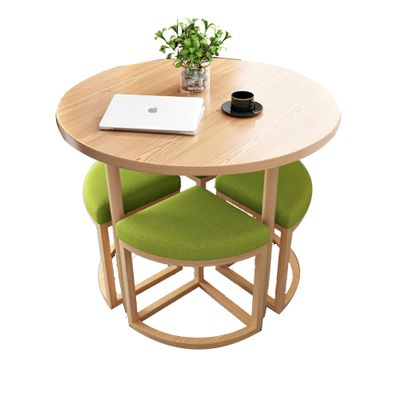5-Piece Round Dining Set with 4 Fabric Chairs, Coffee