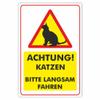 INDIGOS UG Sign, DIN A4, 297 x 210 mm, 70-Pack, “Attention! Cats—Please Drive Slowly,” Aluminum Composite Panel view 1