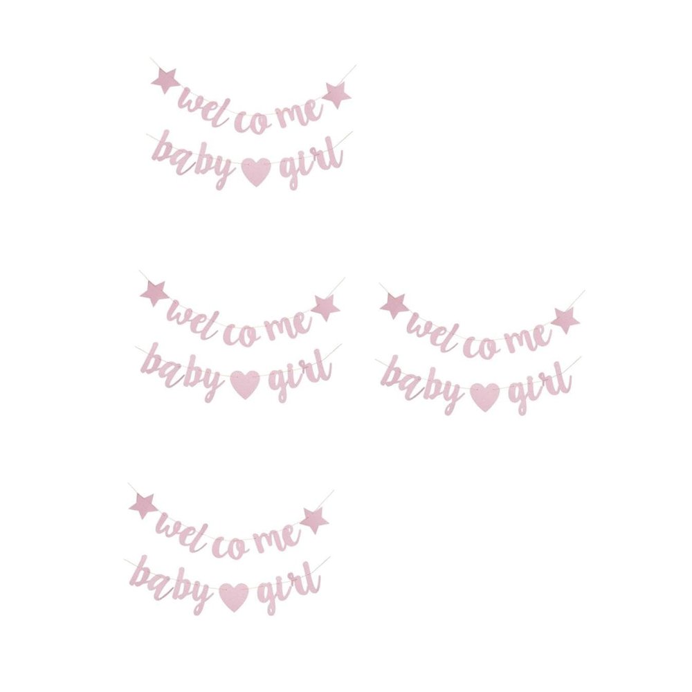 Beavorty 4-Piece Baby Shower Banner with Star and Heart Designs