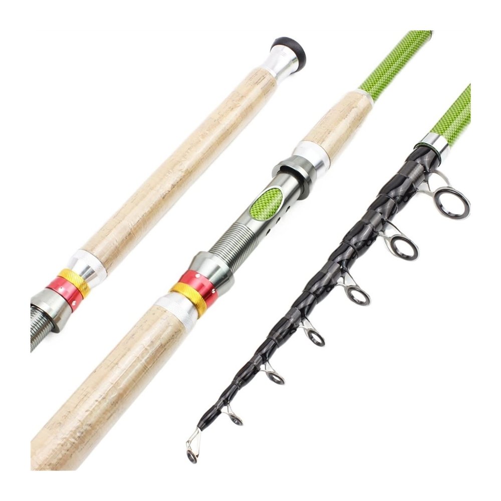 PEVSCO 3.0 m Telescopic Fishing Rod, Carbon, Wooden Handle, Extra-Heavy Carp Spinning Rod