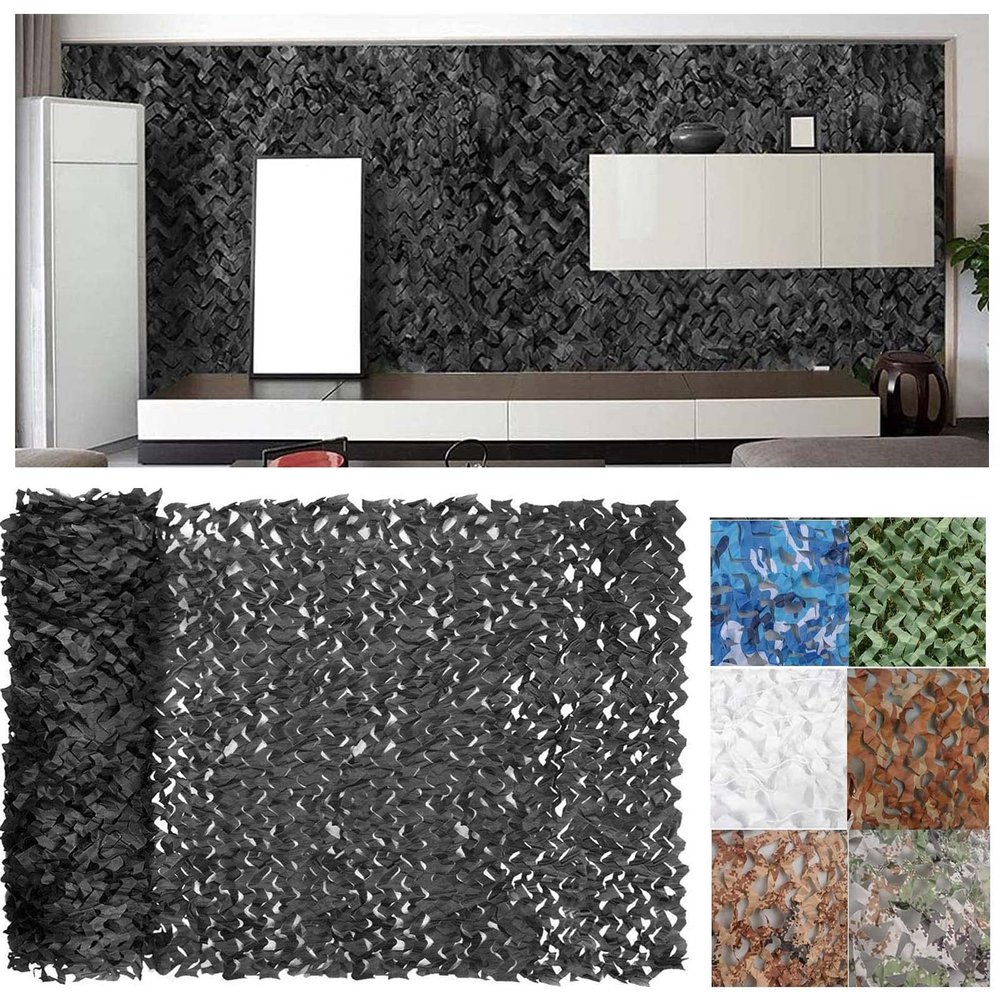 ZHJSHOU Black Camouflage Net, 210D Polyester Sunshade Net, 10 x 13 m