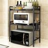 KEVO Expandable Metal Microwave Stand, 2-Tier, Black, 2-Pack view 1
