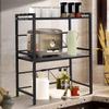 KEVO Expandable Metal Microwave Stand, 2-Tier, Black, 2-Pack view 4