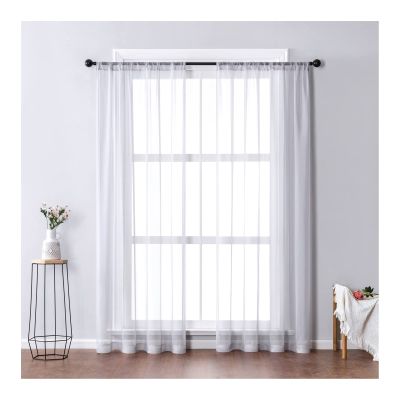 Lieson Bedroom Curtains, 2-Piece Set, Semi-Sheer Polyester, Light Gray, 137 x 244 cm