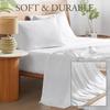 DAPU 100% French Linen Bedding Set, California King, White, 4-Piece view 3