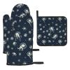 Heat-Resistant Oven Mitts and Pot Holders, 3-Piece Set, Jellyfish Print view 1