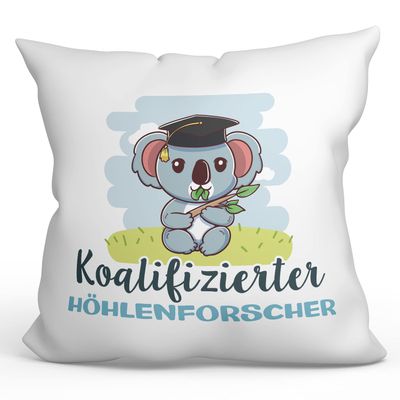 Mugffins Filled Pillow with Saying for Cavers, German, 40 x 40 cm