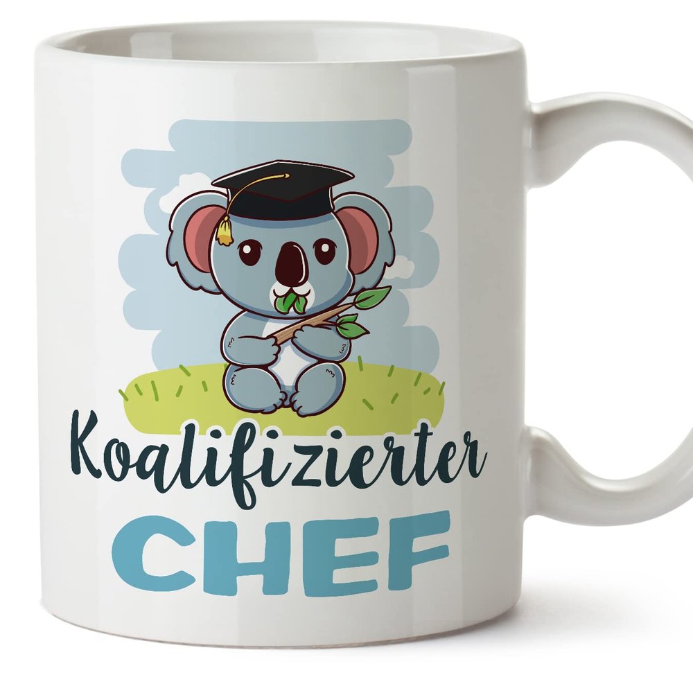 Mugffins Mug with Saying for CHEF – German – Qualified – 11 oz / 330 ml – Original, Funny Employee Gift
