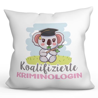 Mugffins 16 x 16 in. Pillow with Insert and German Saying for a Female Criminologist