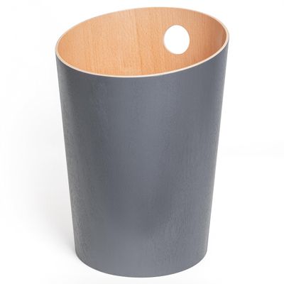 Kazai. Design Wastebasket “Bennet” | Unique Design for Office, Bedroom, Kids’ Room & More | Real Wood Veneer | Dark Gray