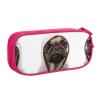 MIXMEY Pink Pencil Case with Pug Print, Large Capacity, 3 Compartments, One Size view 1