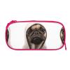 MIXMEY Pink Pencil Case with Pug Print, Large Capacity, 3 Compartments, One Size view 3