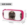 MIXMEY Pink Pencil Case with Pug Print, Large Capacity, 3 Compartments, One Size view 4