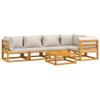 vidaXL 6-Piece Garden Lounge Set with Light Gray Cushions Solid Wood view 1